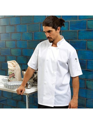 Plain Jacket Short Sleeve Chef's Premier 195 GSM